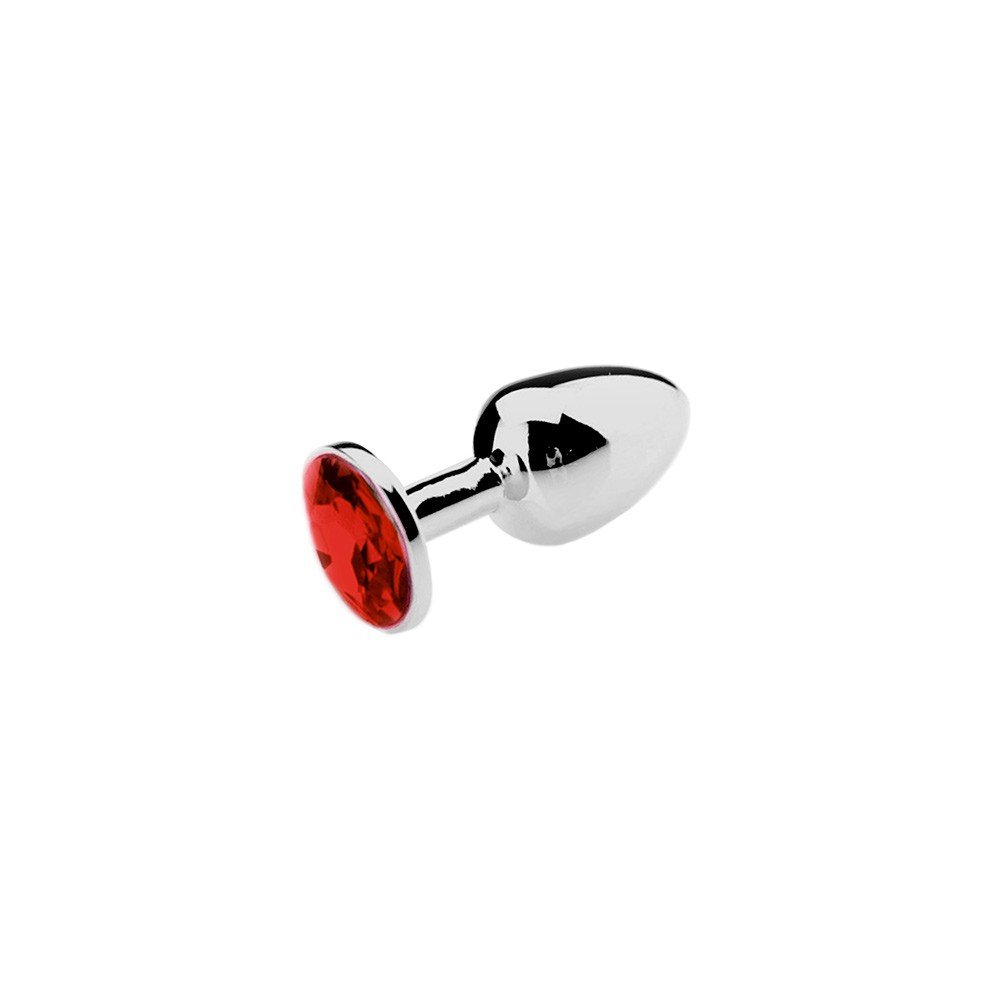 Kiotos Buttplug Aluminium met Rode Siersteen - Small
