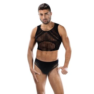 Envy Cropped Tank Top en Brief 2 Piece Set Zwart - Maverick Edge