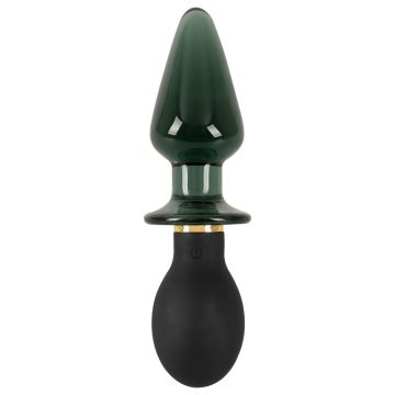 Anos Vibrerende Buttplug Glas en Siliconen Double-ended - Zwart
