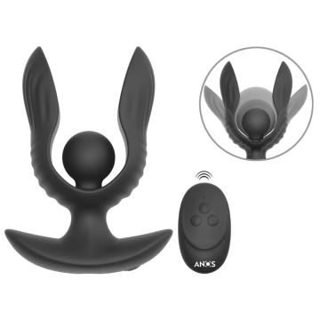 Anos RC Opblaasbare en Vibrerende Buttplug met Afstandsbediening - Zwart