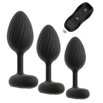 Anos Vibrerende Buttplug Set met Afstandsbediening - Zwart