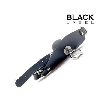 Black Label Leren Ball Gag met Oogje - Zwart