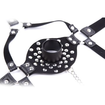 Kiotos Lid Head Harness Gag BDSM - Zwart