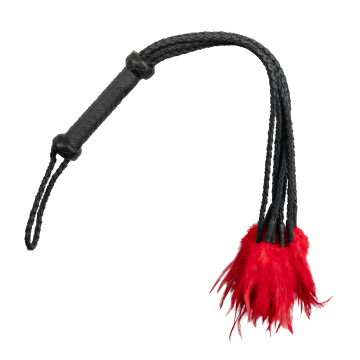 Leren Gevlochten Zweep met Veren Rimba Bondage Play