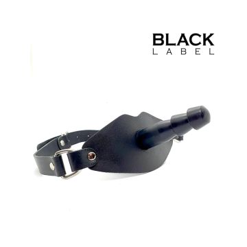 Black Label Ball Gag met Dildo Opzetstuk - Zwart
