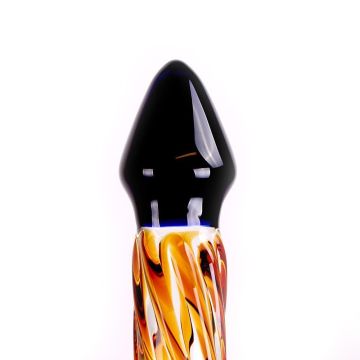 Kiotos Glazen Dildo Black & Yellow Rocket - 19 cm