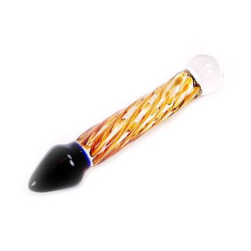 Kiotos Glazen Dildo Black & Yellow Rocket - 19 cm