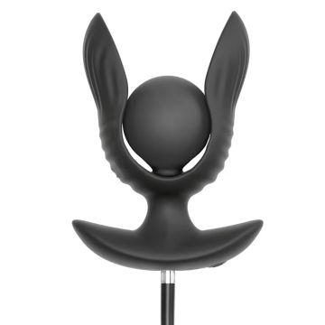 Anos RC Opblaasbare en Vibrerende Buttplug met Afstandsbediening - Zwart