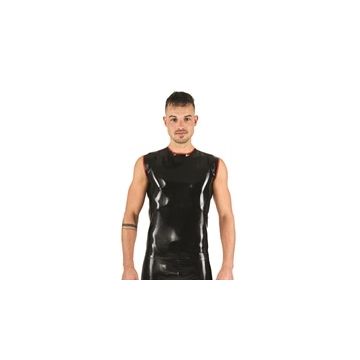 Mister B Mouwloos T-Shirt Rubber - Zwart/Rood