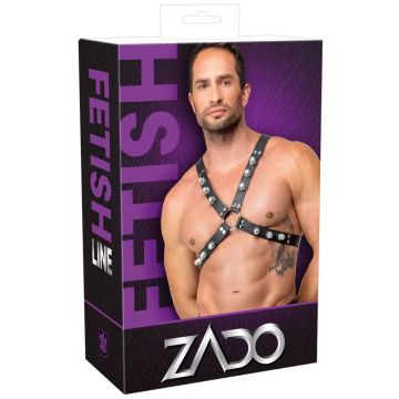 Zado Leren X-Borstharnas S-L - Zwart