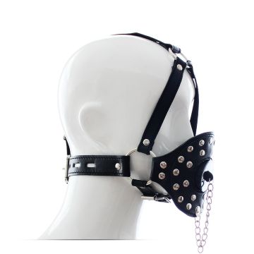 Kiotos Lid Head Harness Gag BDSM - Zwart