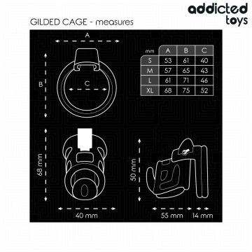 Addicted Toys Locked Kuisheidskooi Gilden Cage - 8.5 cm
