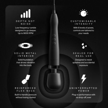 Doxy 2.0 - Original Plug-In Wand Vibrator - Zwart